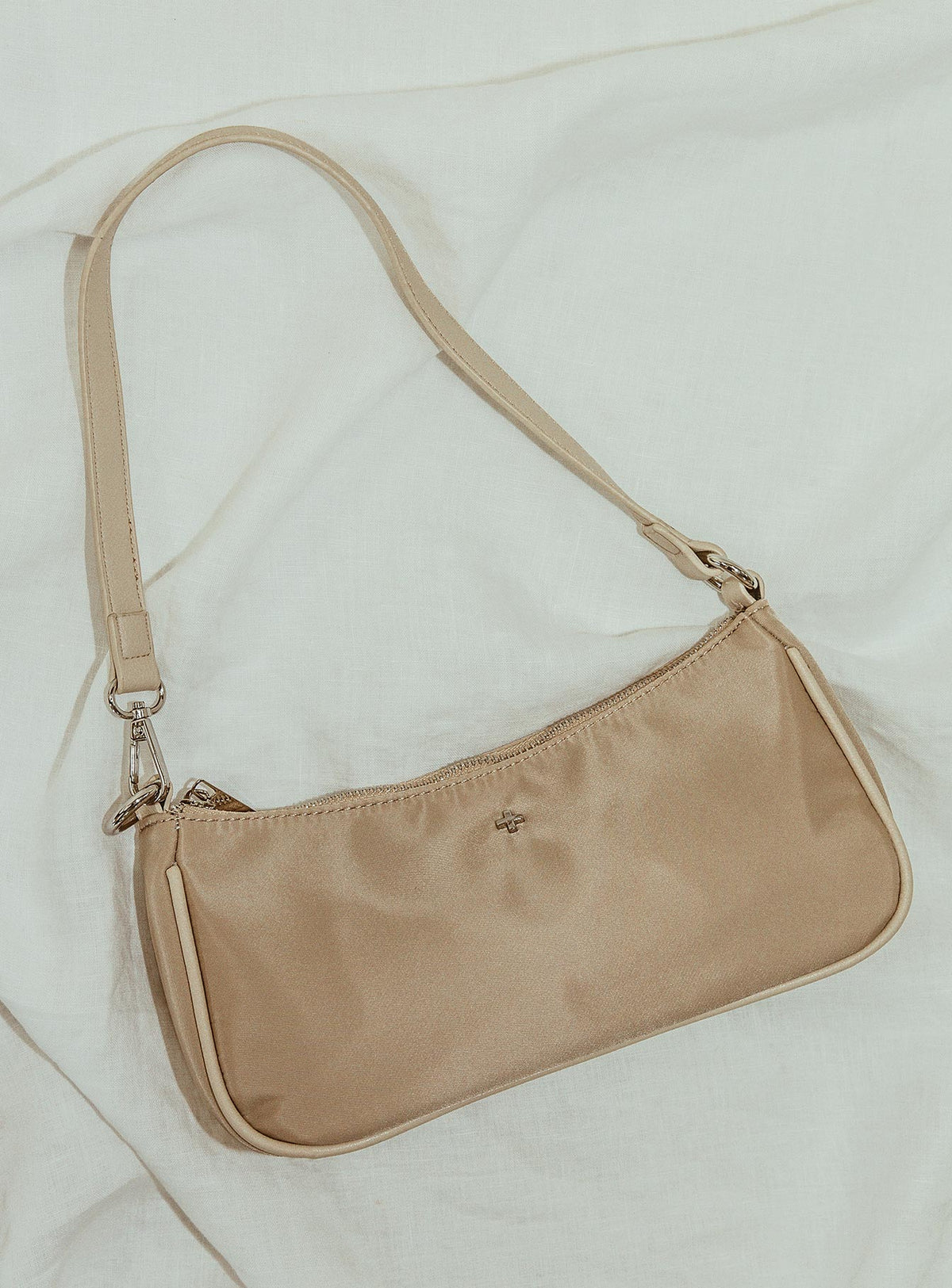Peta & Jain Piper Bag Beige Nylon Silver Hardware