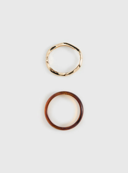 Want Your Love Resin Cuff Set Gold / Brown