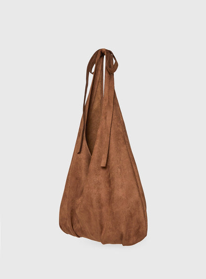 Neddy Faux Suede Bow Bag Brown