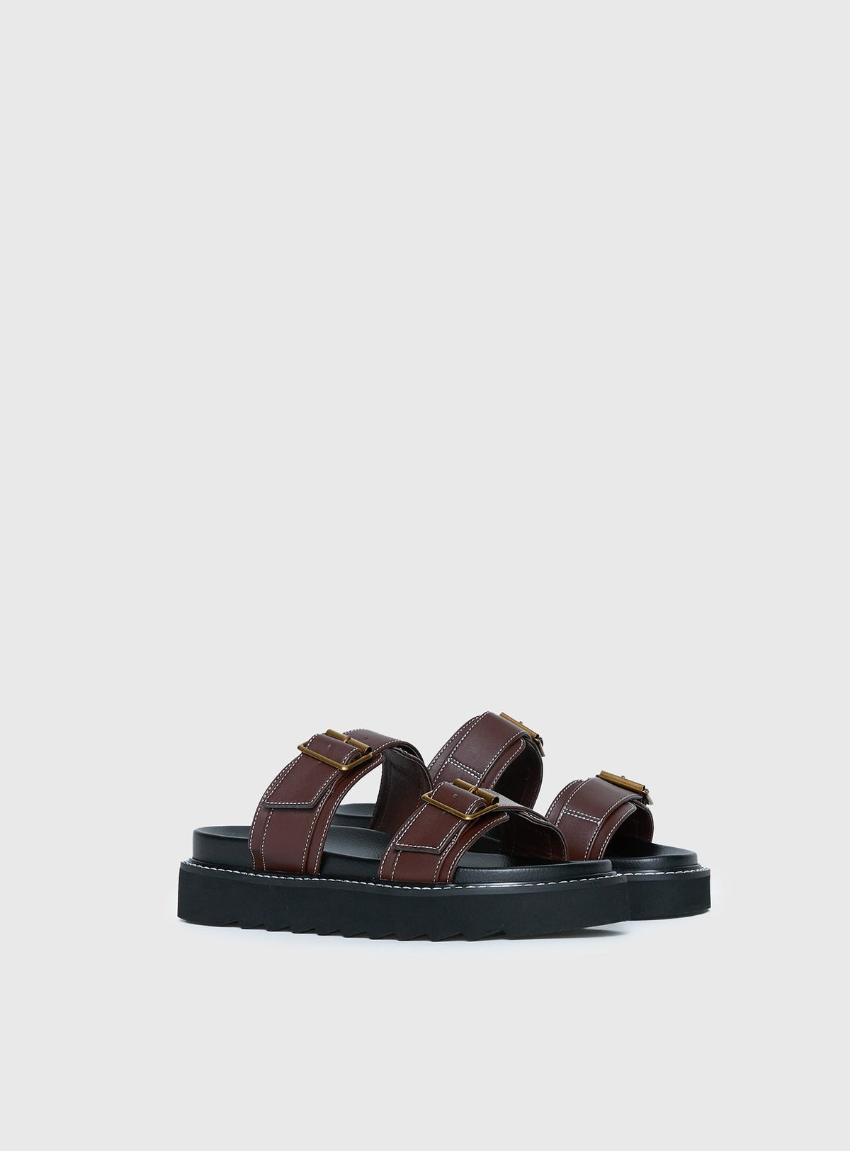 Ma Belle Sandals Contrast Stitch Chocolate