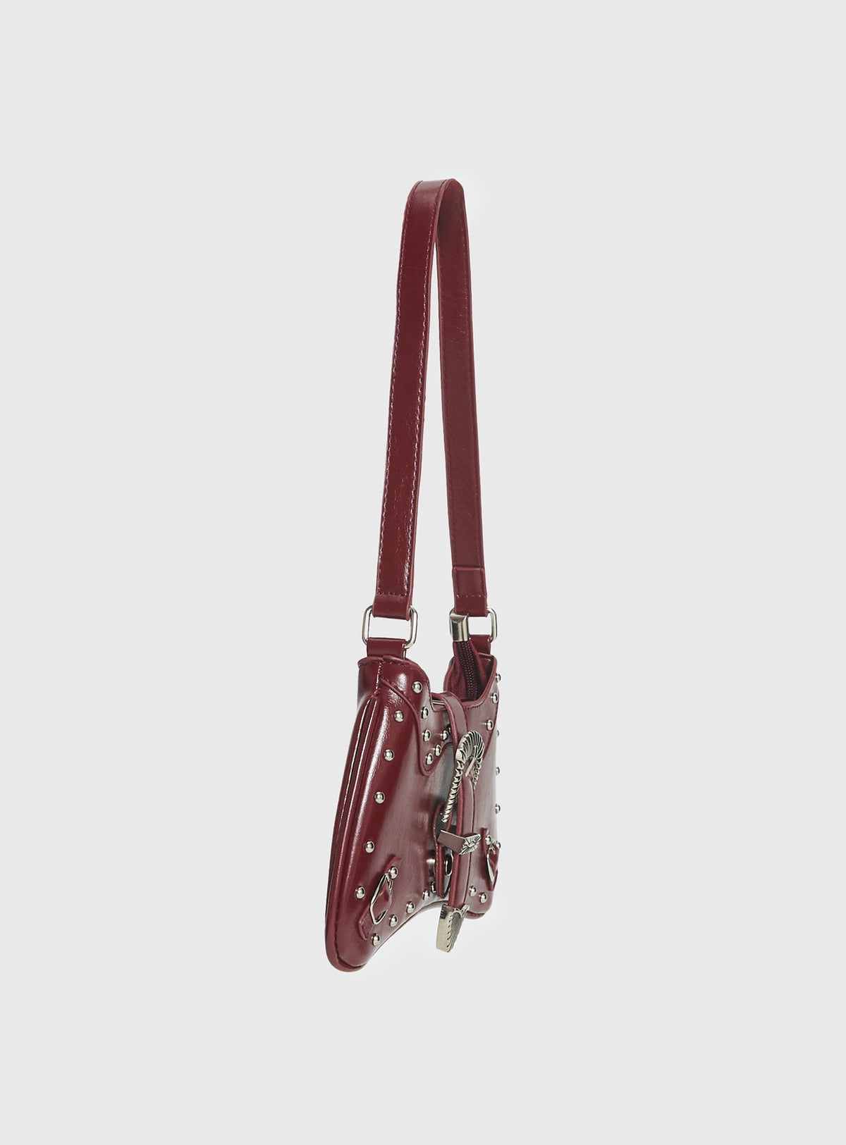 Crowd Pleaser Buckle Shoulder Bag Red