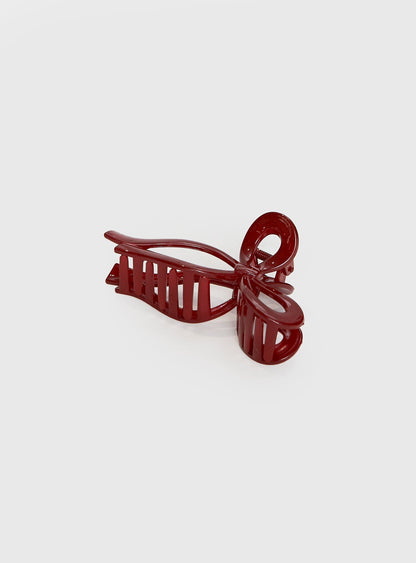 With A Bow Hair Clip Red