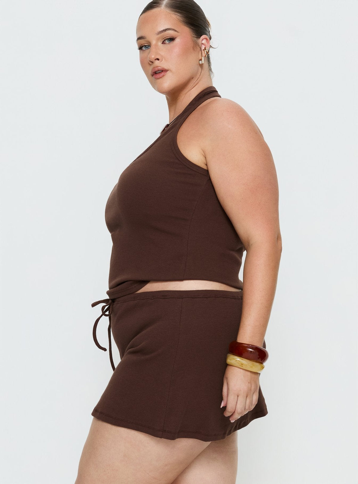 Baseline Rib Skort Brown Curve