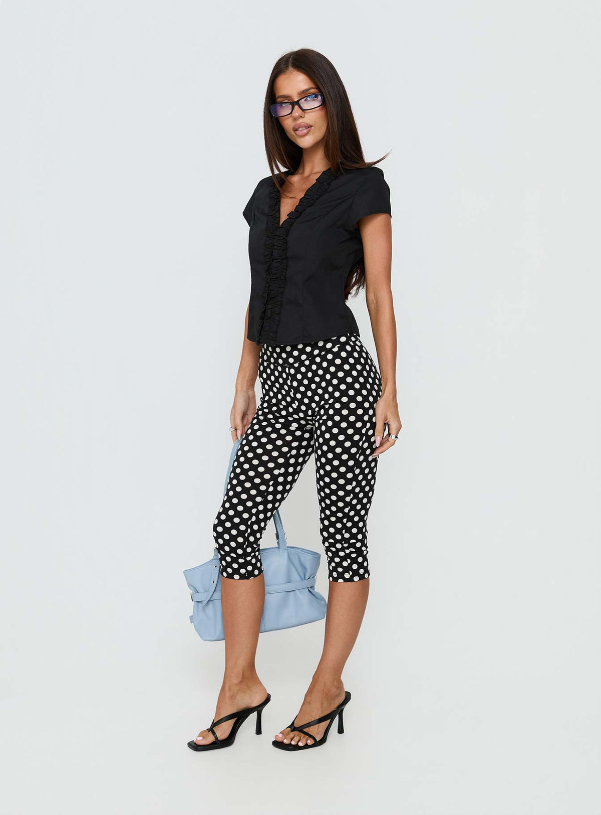 Isadonna Capri Pants Black Polka Dot