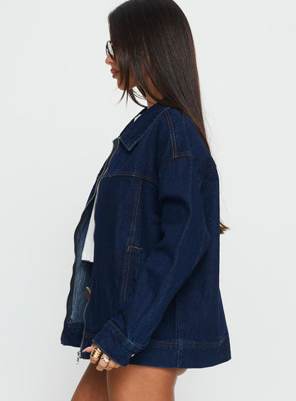 Goldsmith Denim Bomber Jacket Dark Wash