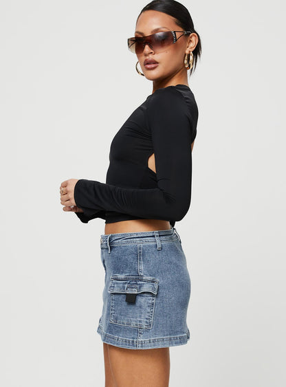 Grishea Low Rise Denim Skirt