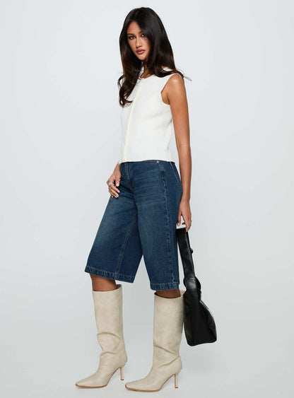 Ollison Longline Denim Shorts Blue