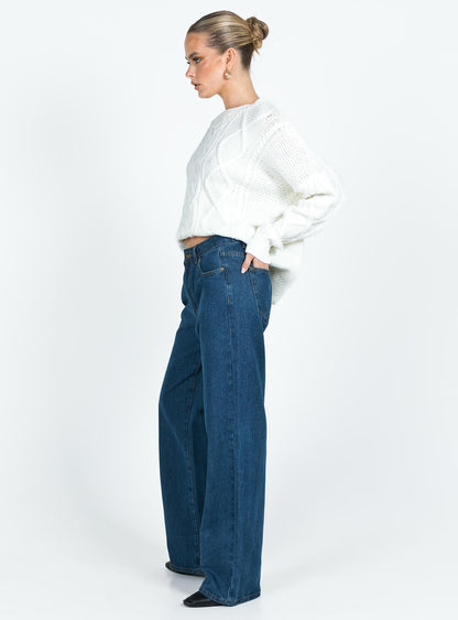 Top Model Low Rise Straight Leg Jeans Dark Denim
