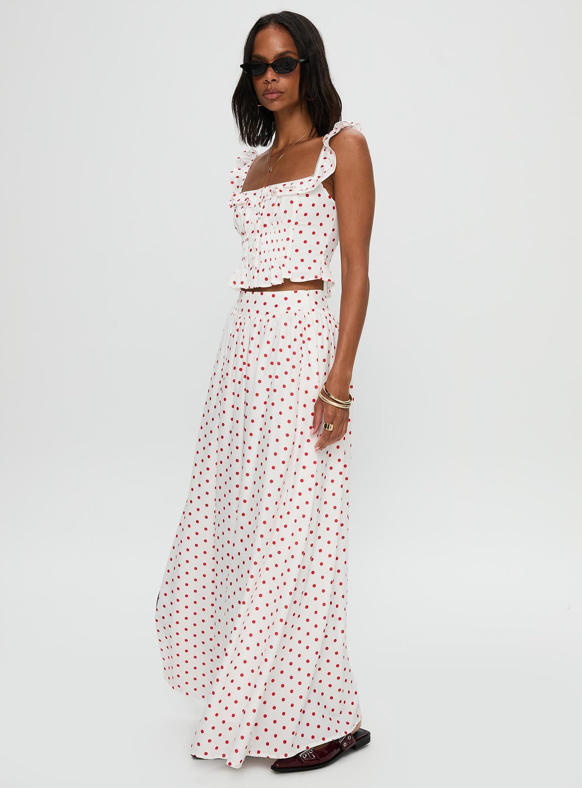 Valerio Maxi Skirt White / Red