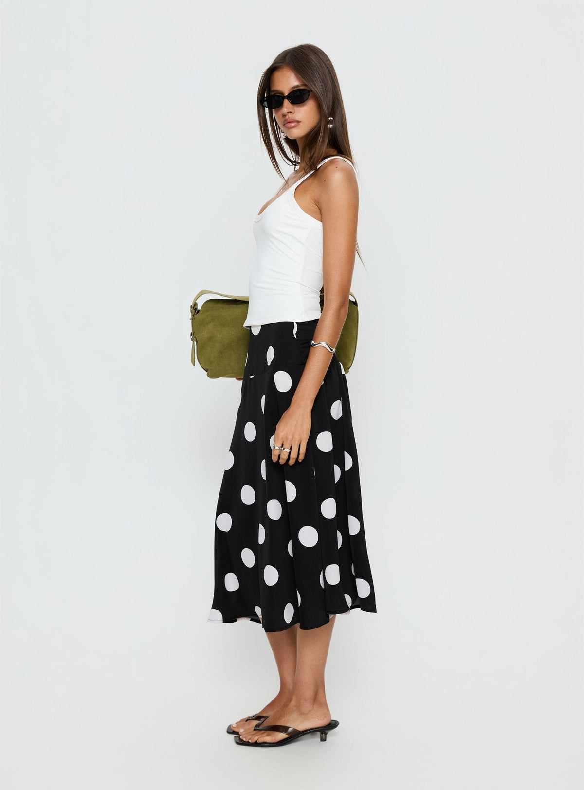 Picture It Midi Skirt Black Polka Dot