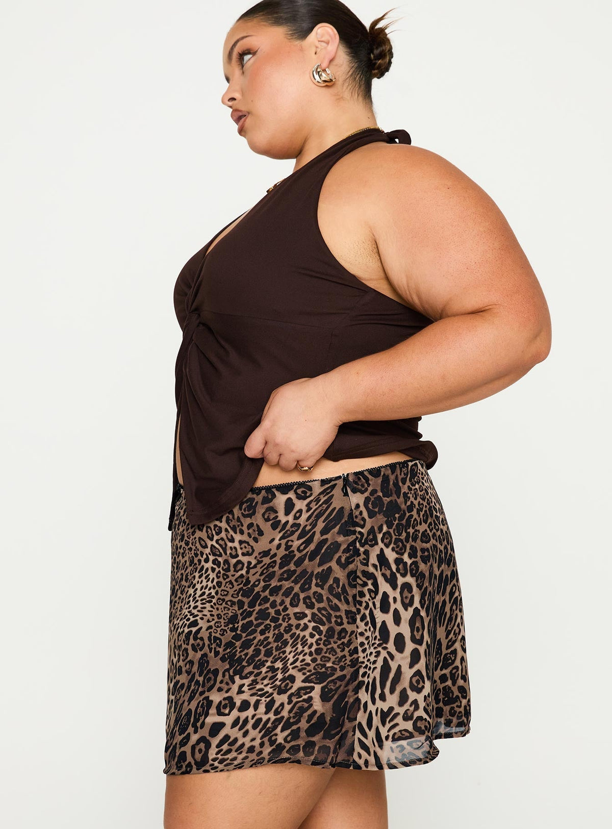 Tejano Mini Skirt Leopard Curve