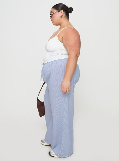 Holiday Tie Front Pant Blue / White Stripe Curve