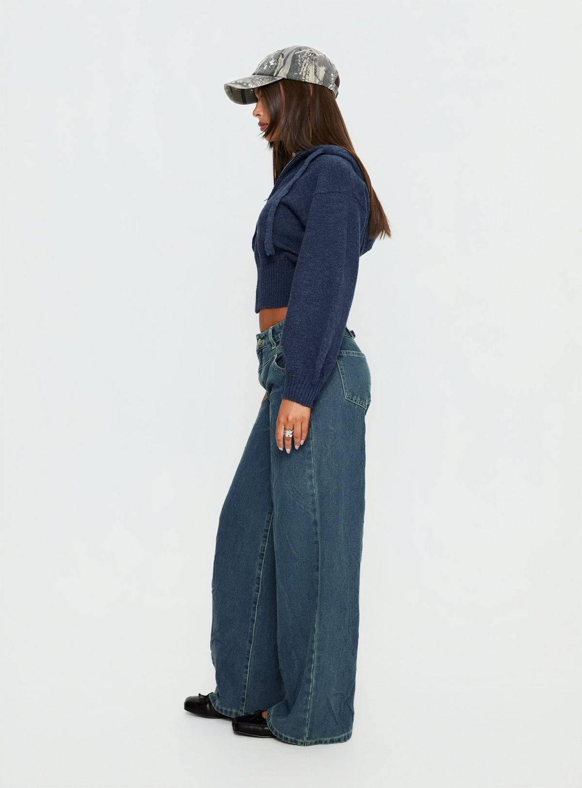 Shanna Relaxed Low Rise Jeans Acid Raw Wash