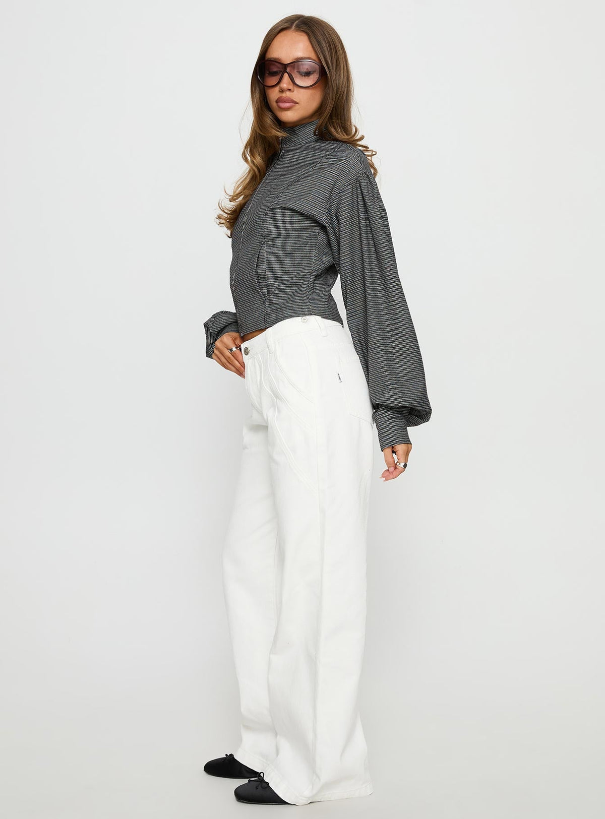 Reaper Mid Rise Baggy Jeans White