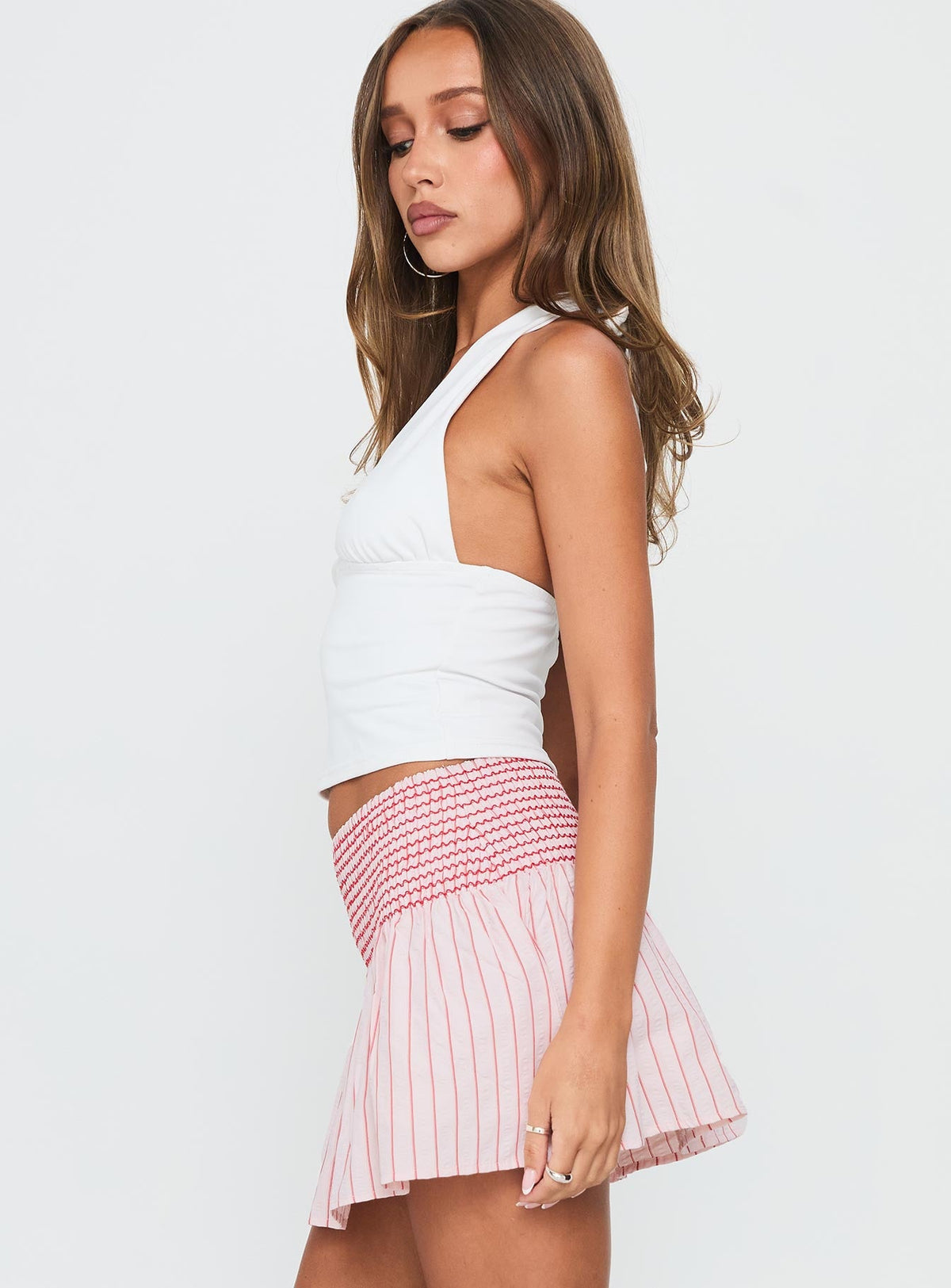 Lilypilly Shirred Mini Skirt Pink Multi