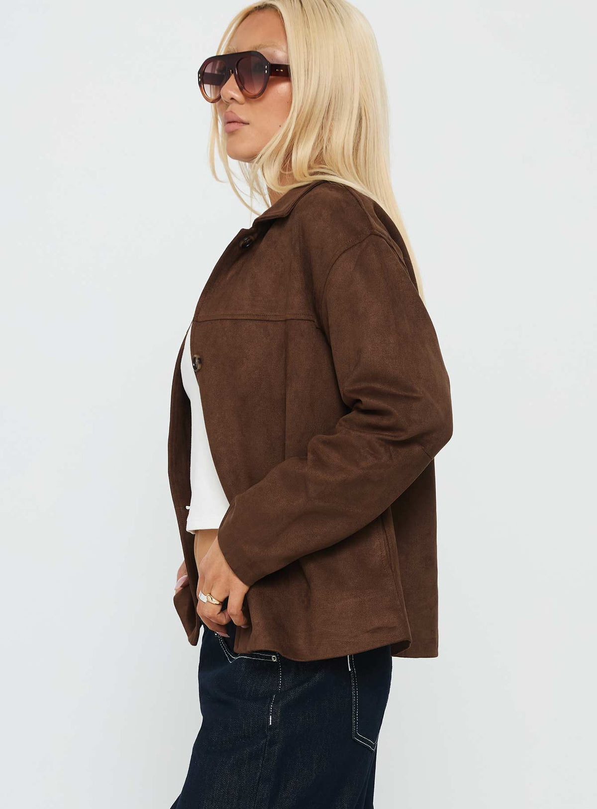 Vaela Faux Suede Jacket Brown