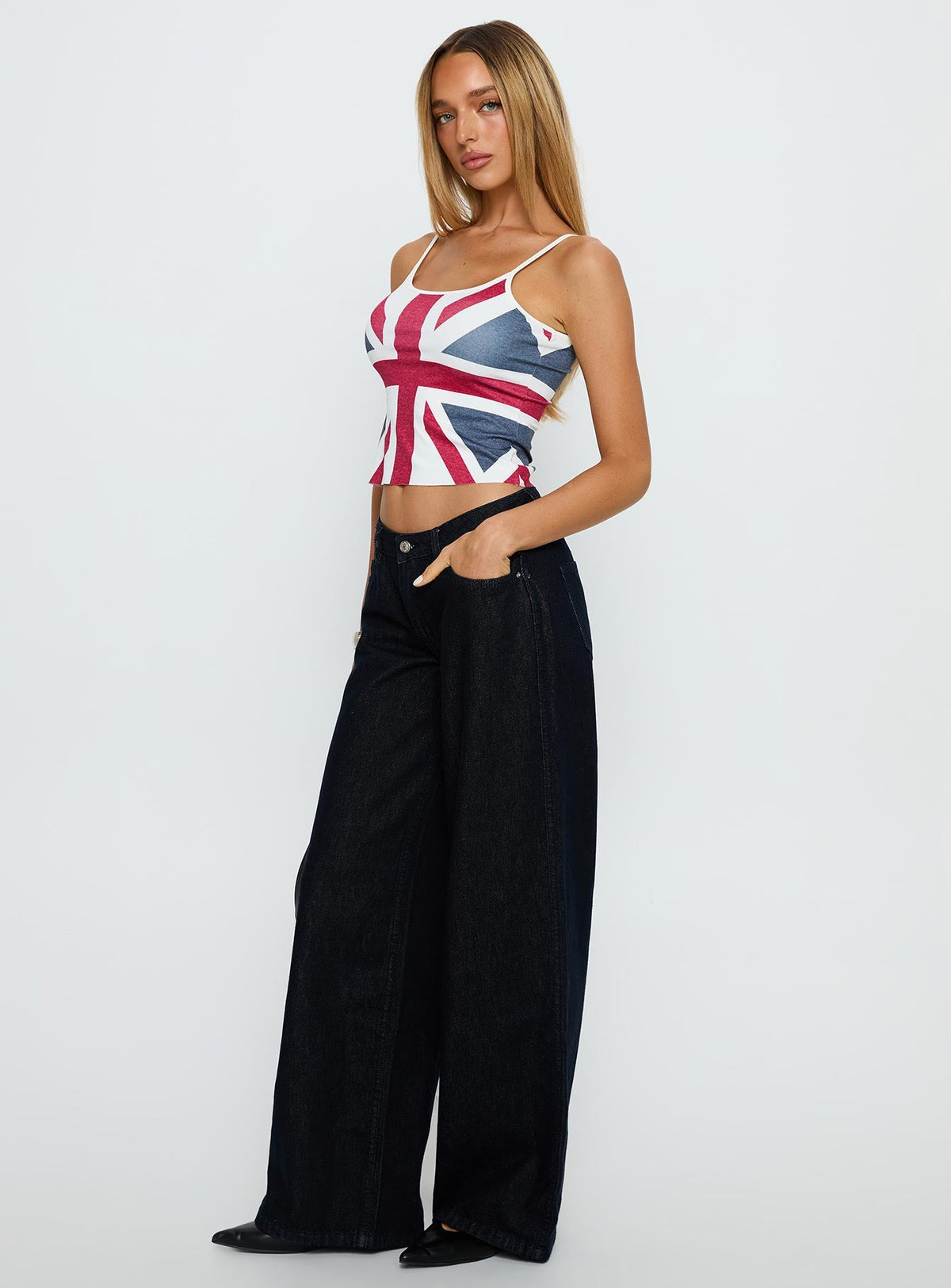 Ramos Low Rise Wide Leg Jeans Raw Indigo Blue
