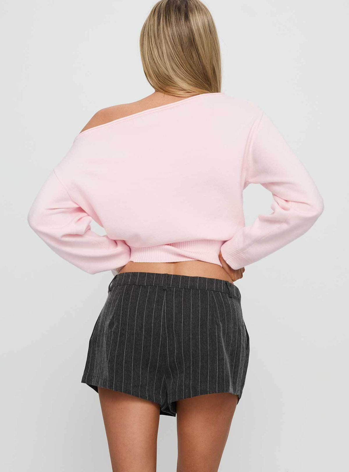 Laurynn Tailored Shorts Grey Pinstripe