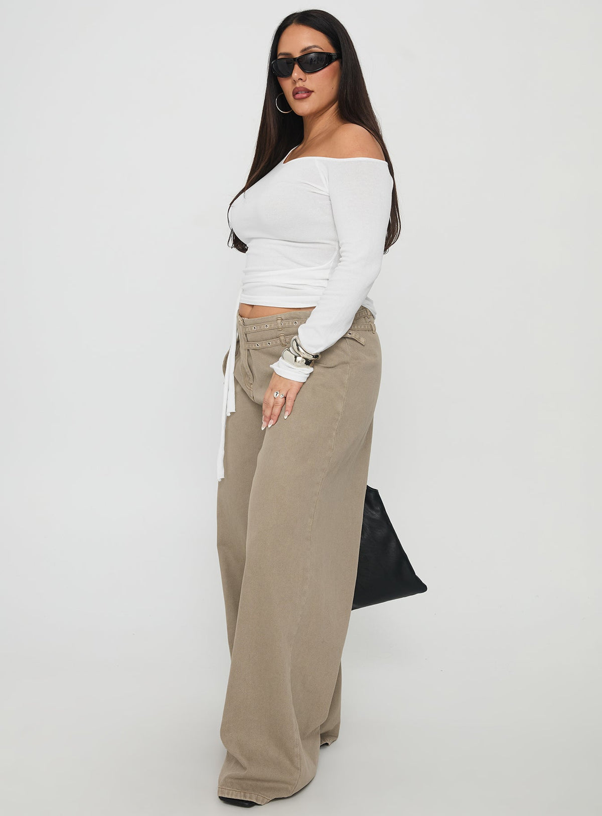 Paltrow Cargo Jeans Washed Brown Curve