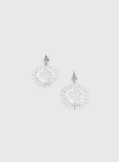 Manifest It Heart Earrings Silver
