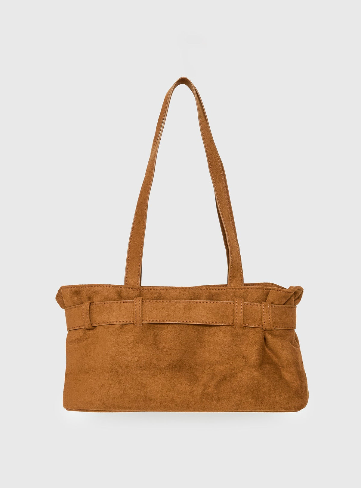 Views Of Capri Faux Suede Buckle Shoulder Bag Brown