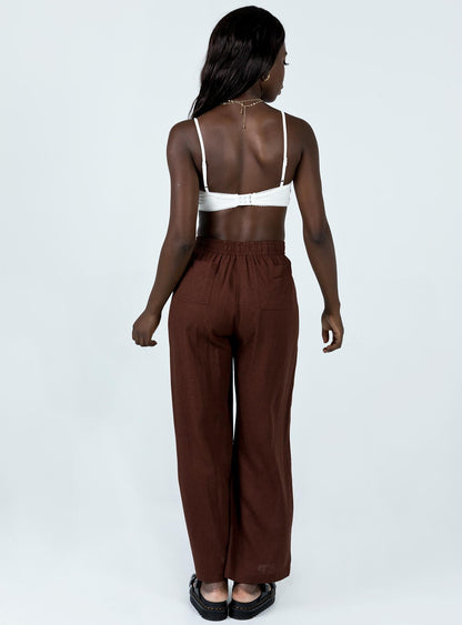 Louis Linen Blend Pants Brown