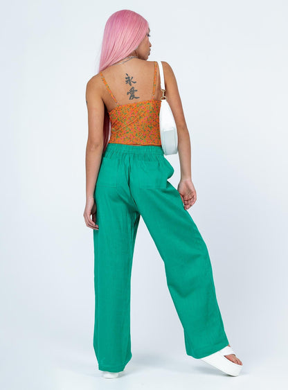 Louis Linen Blend Pants Green