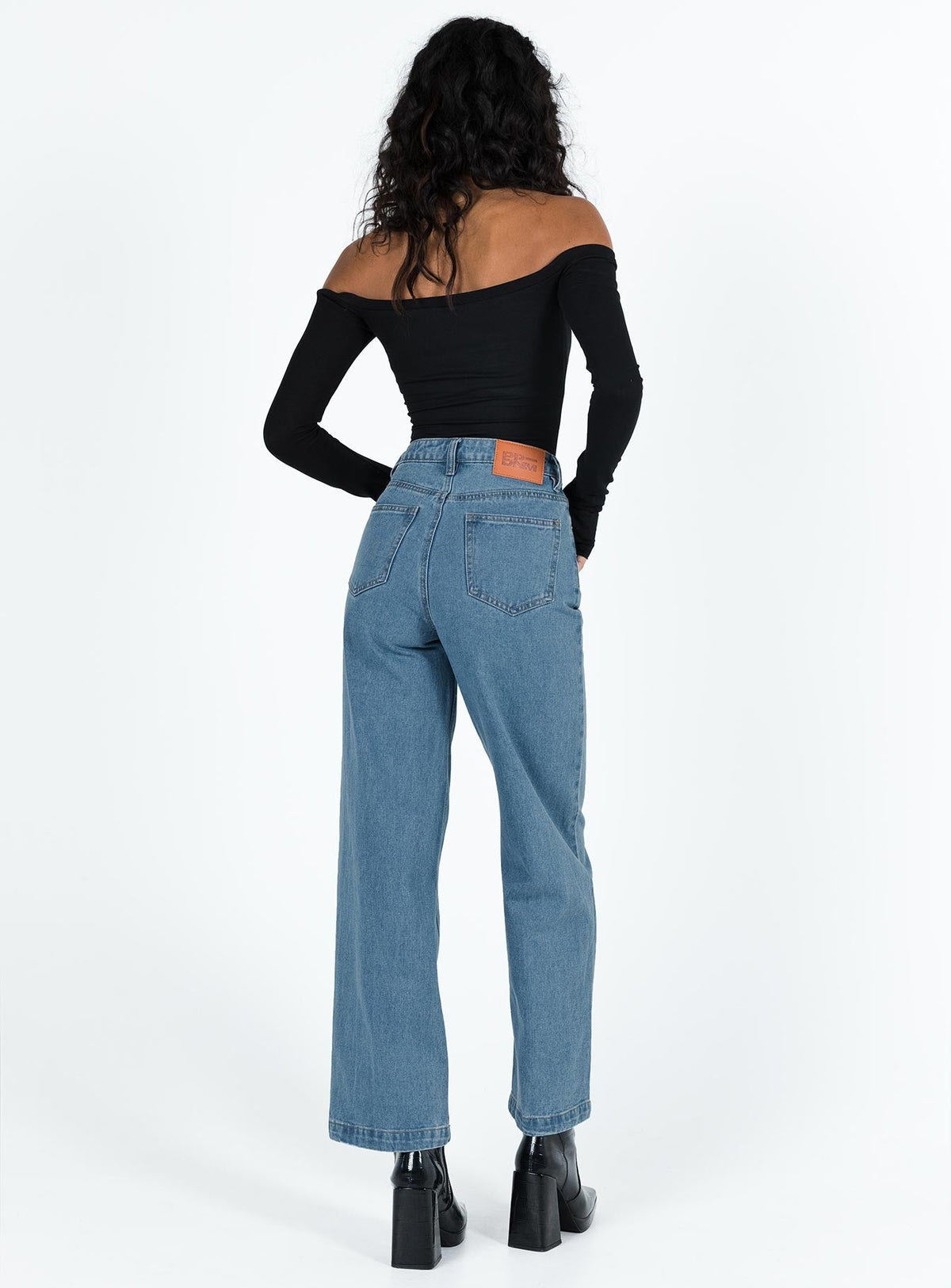 Booran Wide Leg Mid Wash Denim Jean