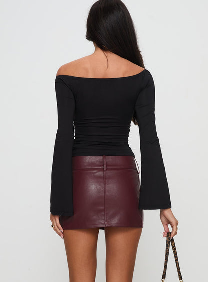 Magee Faux Leather Mini Skirt Burgundy