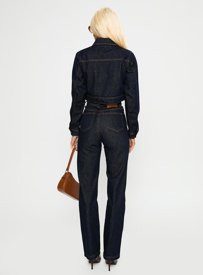 Stallion High Rise Straight Leg Jeans Indigo