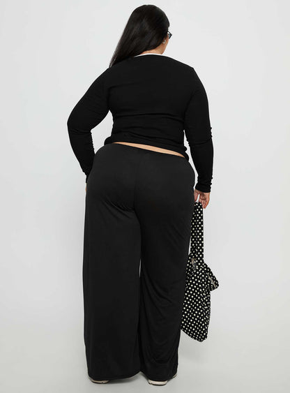 Gavrielle Jersey Wide Leg Pants Black Curve