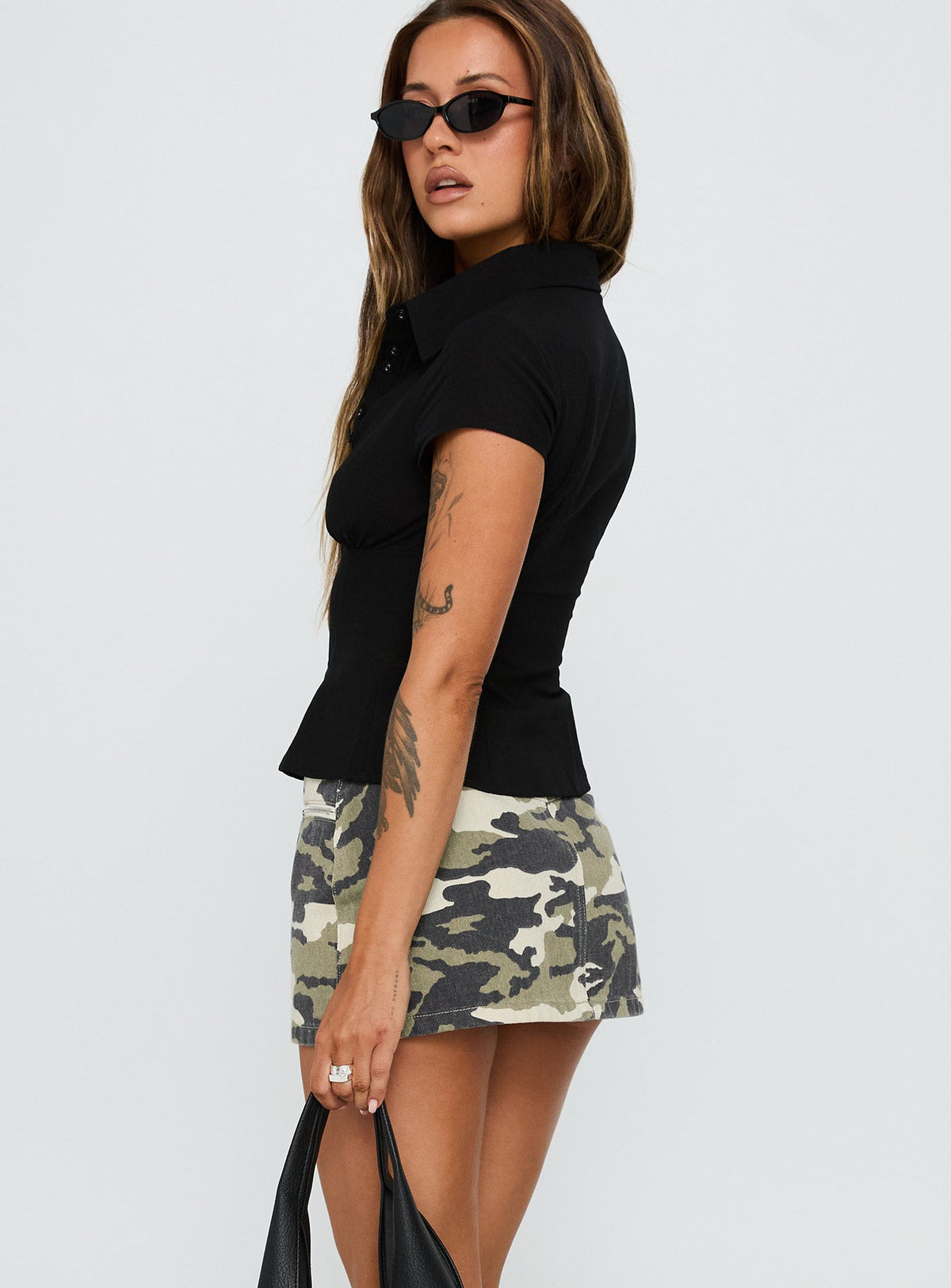 Voltage Denim Mini Skirt Camouflage