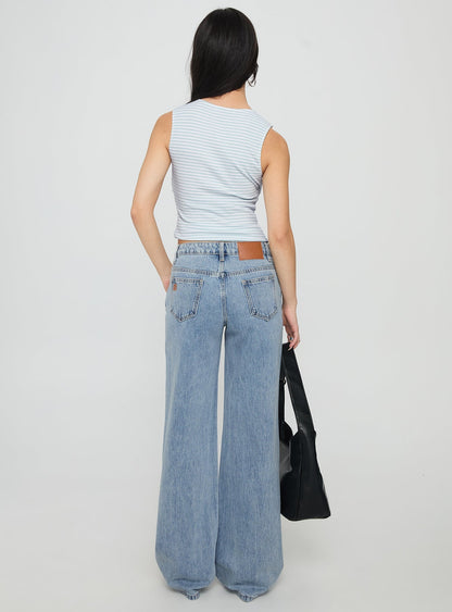 Kadison Low Rise Straight Leg Jeans Mid Wash Blue