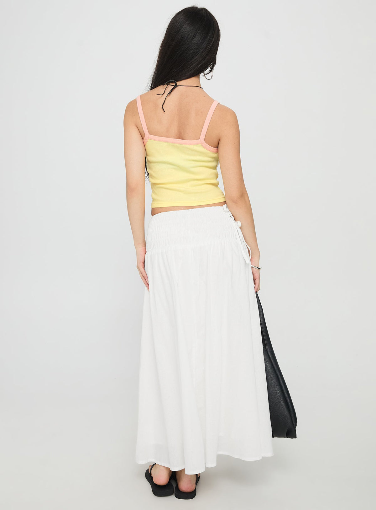 Vence Ruched Maxi Skirt White