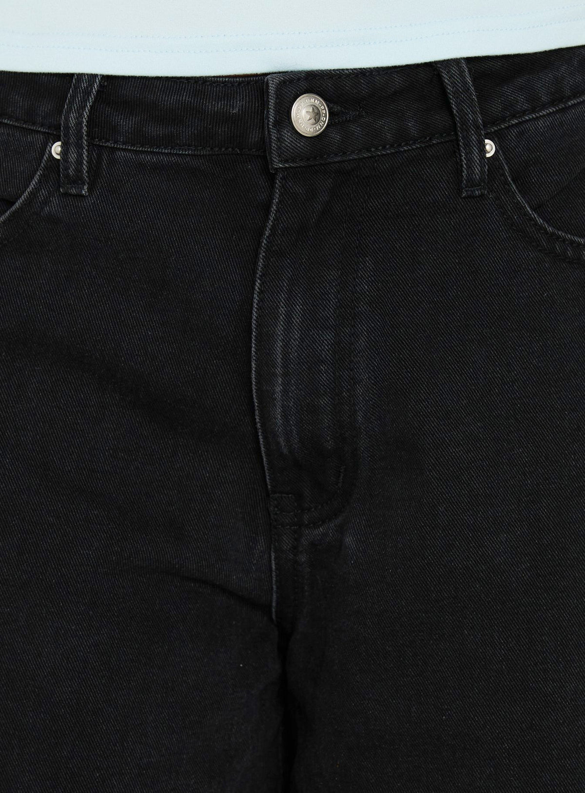 Naylor Mid Rise Wide Leg Jeans Washed Black Denim Petite