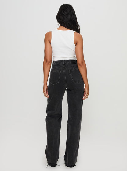 Karlina High Rise Straight Leg Jeans Charcoal