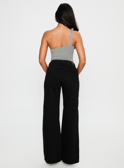 Defender Mid Rise Wide Leg Jeans Black