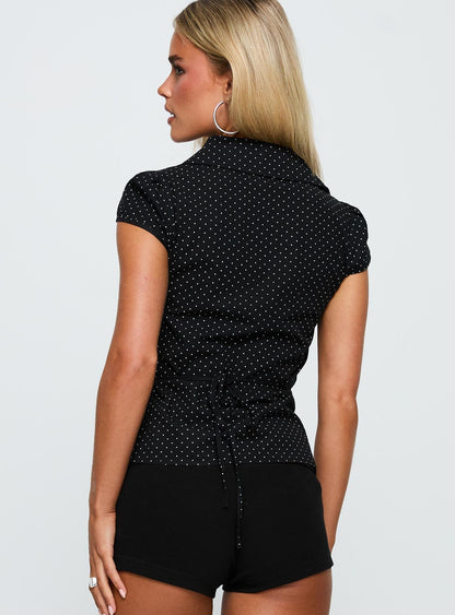 Arianwyn Short Sleeve Shirt Black Polka