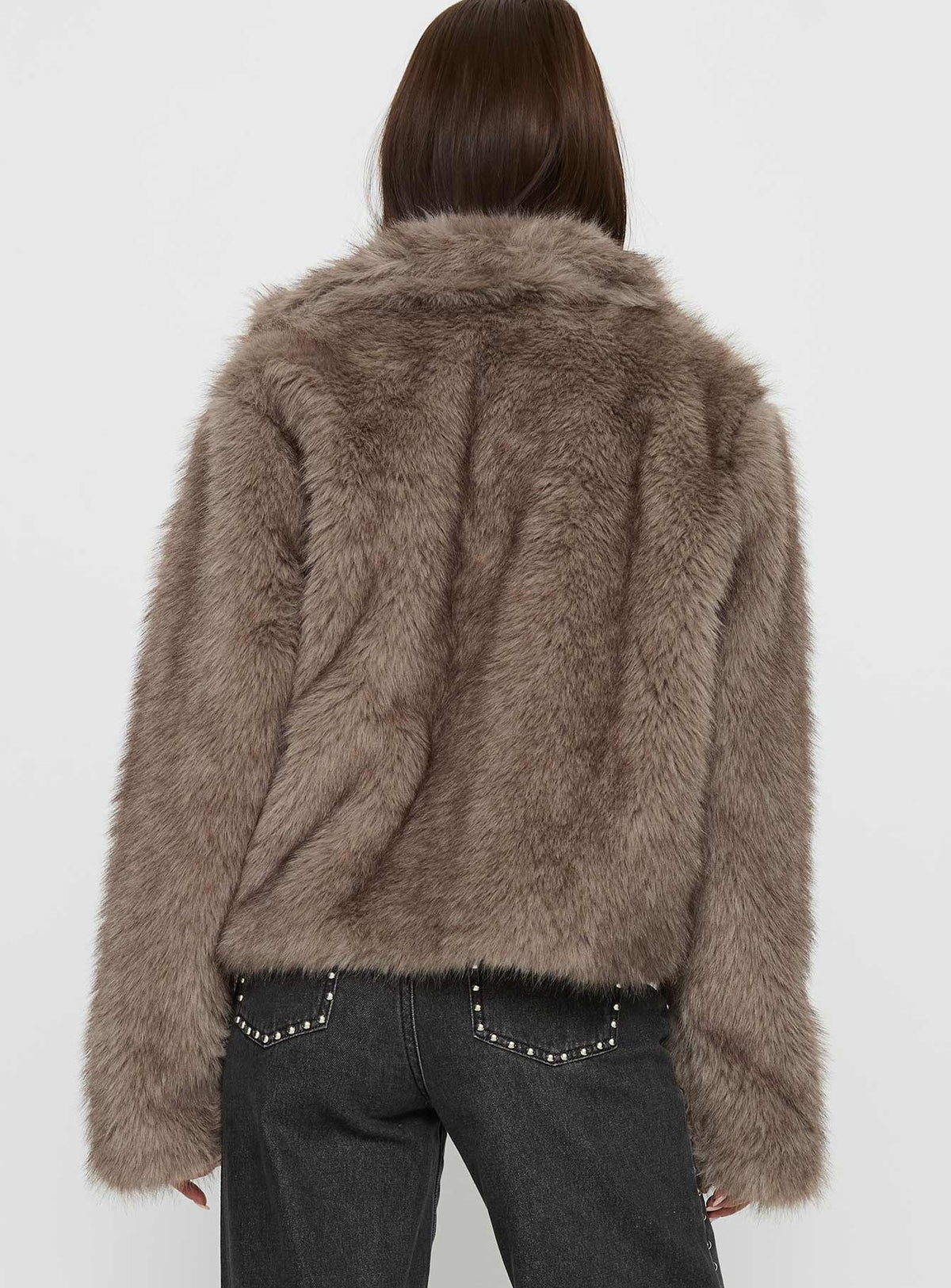 Kimberli Faux Fur Collared Jacket Brown