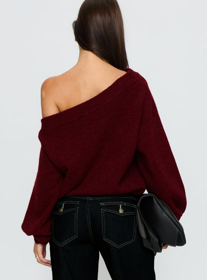 Noble Off The Shoulder Sweater Red