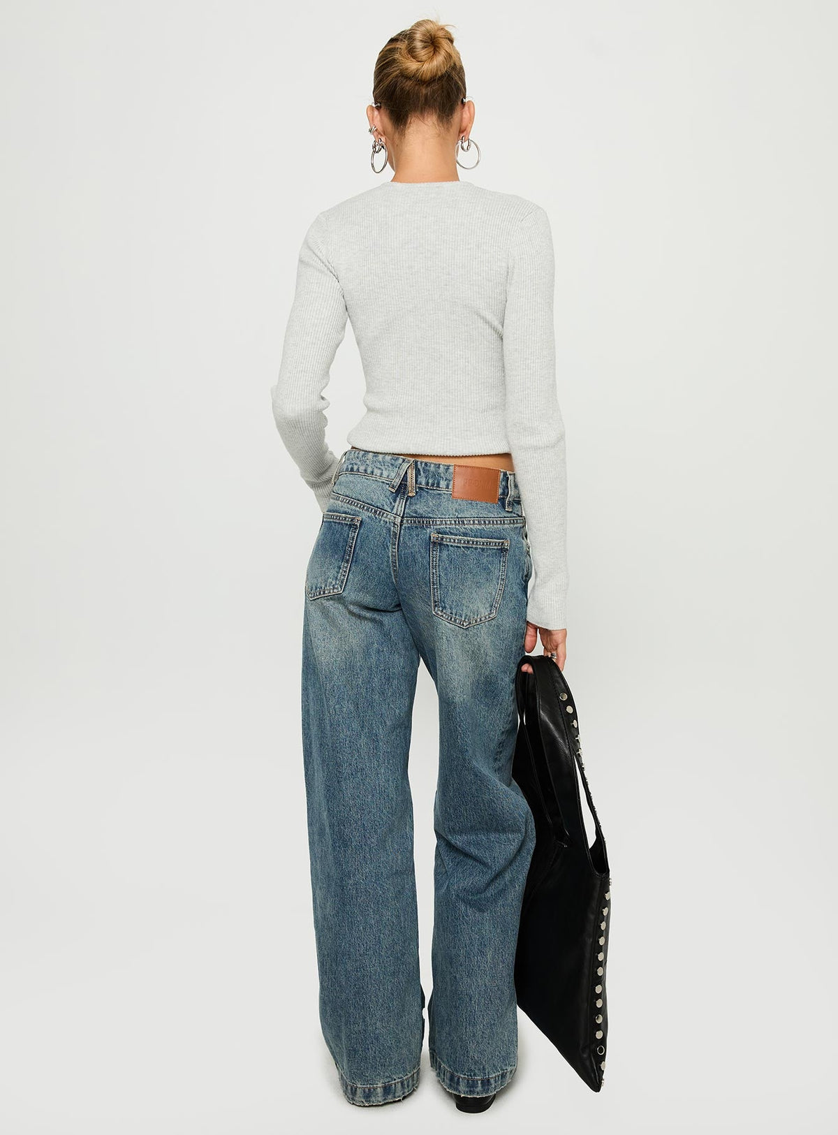 Backbone Low Rise Straight Leg Jeans Mid Blue