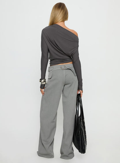 Incognito Low Rise Wide Leg Cargo Jeans Grey