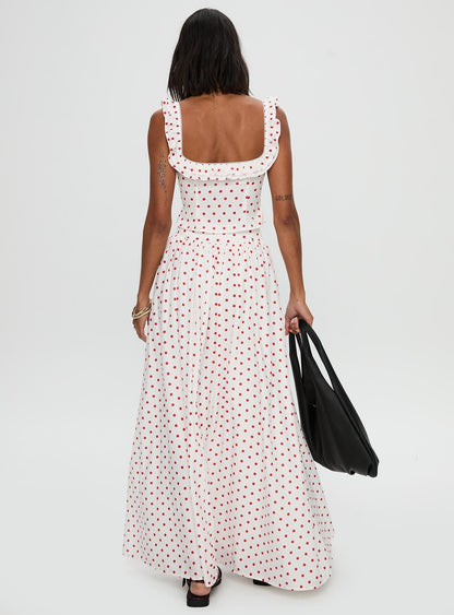 Valerio Maxi Skirt White / Red
