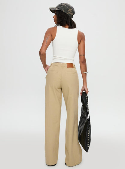 Latitude High Rise Wide Leg Pants Beige