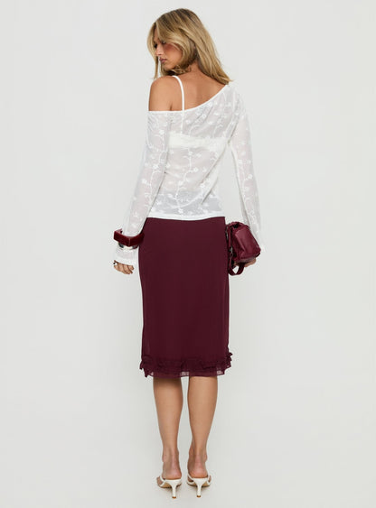 Rosette Frill Midi Skirt Currant