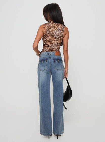 Everlong Mid Rise Straight Leg Jeans Mid Blue Wash