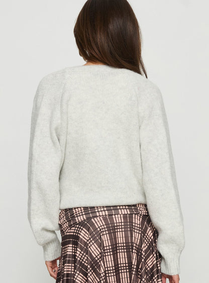 Daelan Wrap Knit Cardigan Grey Marle