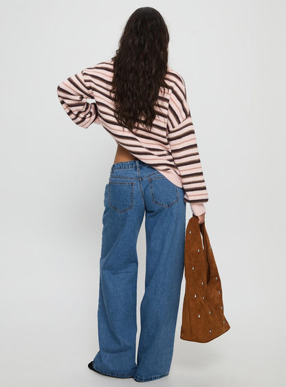 Highlands Low Rise Wide Leg Jeans Mid Blue Wash