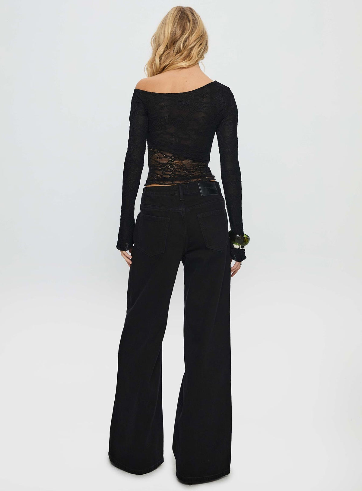 Mellowed Out Low Rise Straight Leg Jeans Washed Black