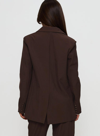 Crowd Pleaser Oversized Blazer Chocolate
